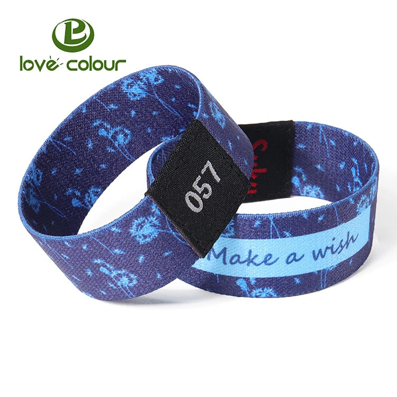 Custom made polyester elastic ribbon bracelets wristband