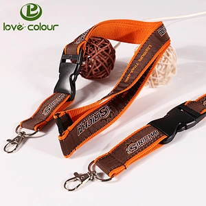 Custom polyester double layer embroidered woven logo promotion lanyards for event