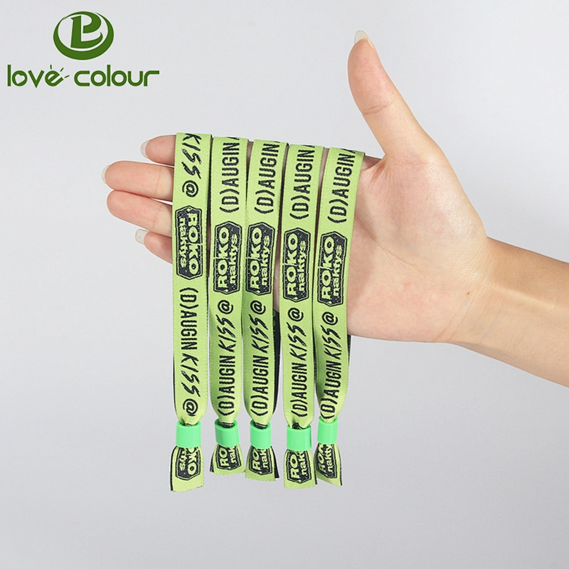 Custom one time use colorful polyester cloth thin wristband