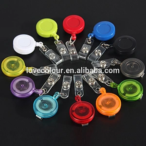 Custom plastic Id card badge holder reel with pvc clip