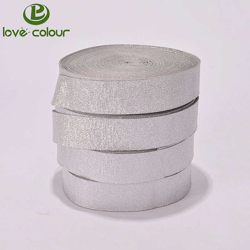 Custom polyester silver glitter webbing for decoration