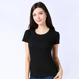 Print short sleeves custom 100% cotton women black t shirt