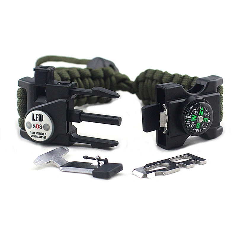 Promotional Gift Outdoor Sport Bracelets Compass Camping Multi-use Bracelet