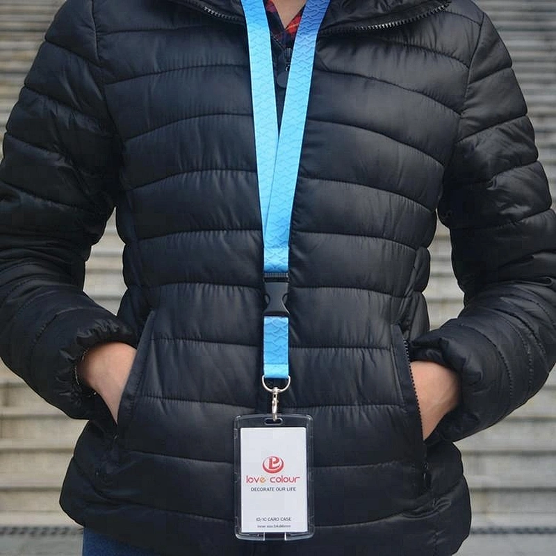 Custom cheap heat- transfer printed lanyard with card holder id badge