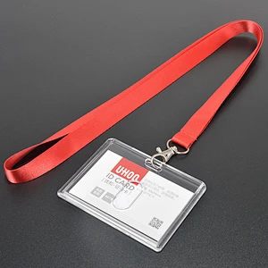 Cheap Custom Rigid ID Card Holder With Lanyard / Hard Plastic Clear Crystal Card Holder