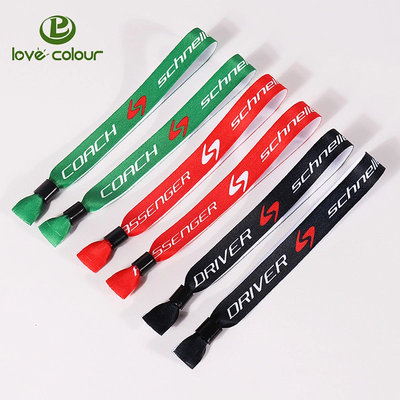Fashion Polyester Fabric Textile Wristband with Bead Closure for Music Party