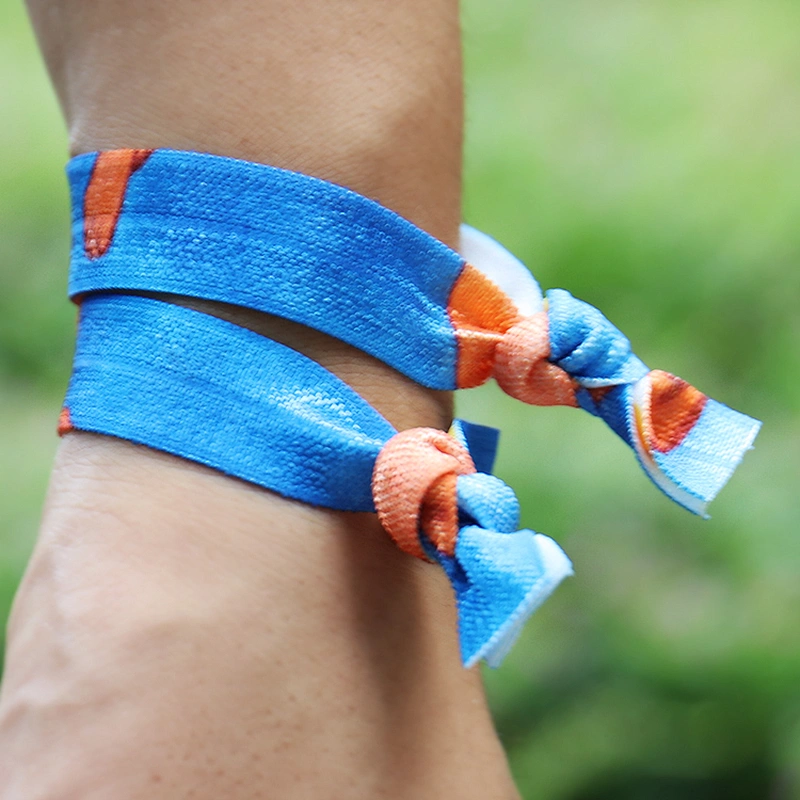 Custom colorful printing decorative elastic hair ties with logo