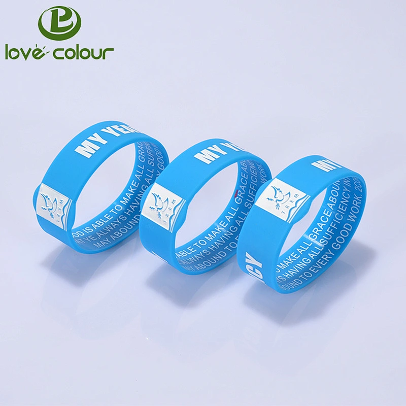 Print one color logo personalized silicone bracelet for sport