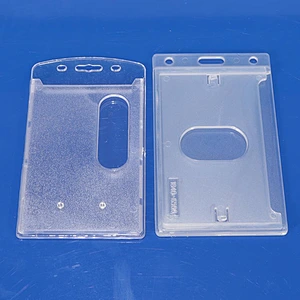 Custom hard plastic id card holder/Crystal ID card holder with strap