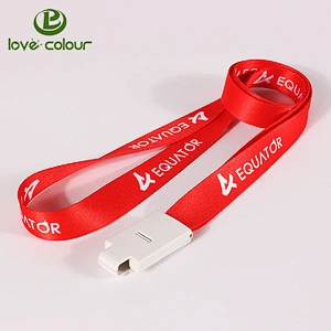 Customized polyester red lanyards roll with company name