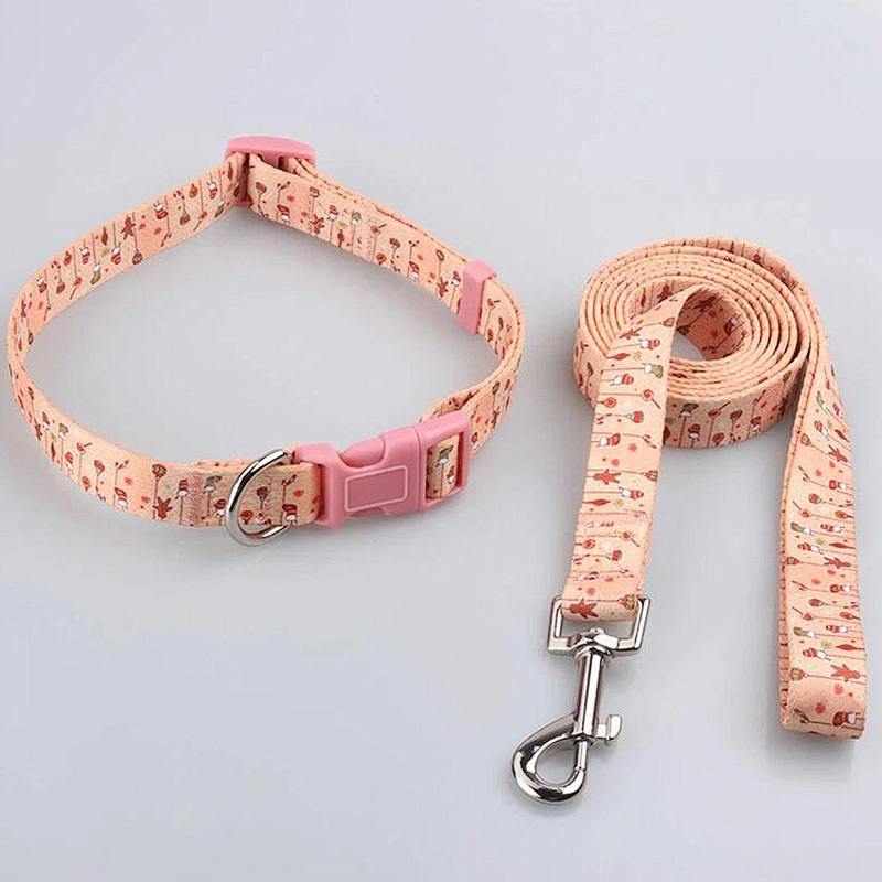 Custom Pattern Polyester Dog Leash With Sublimation Printing Logo Pet Collar