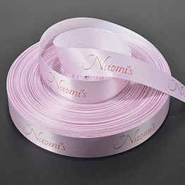 Soild color customized logo printing foil printed satin ribbon