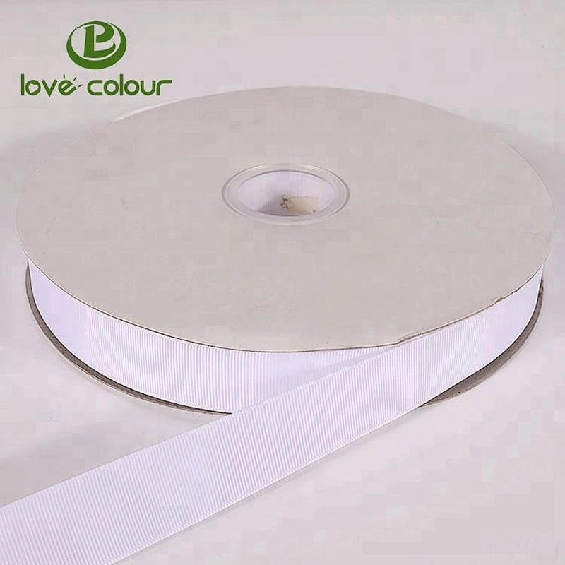 100% Polyester Plain White Color Grosgrain Ribbon