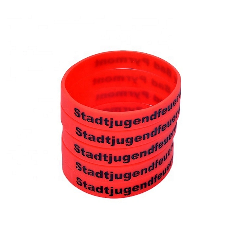 Customize Infilled Color Wristband Debossed Logo Silicone Bracelets