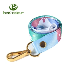 Lovecolour custom polyester bright color printed lanyard with golden metal hook