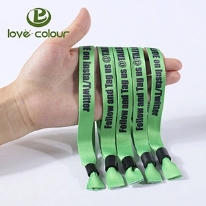 Custom Colorful Fabric Festival Party Slide Lock Cloth Textile Wristband