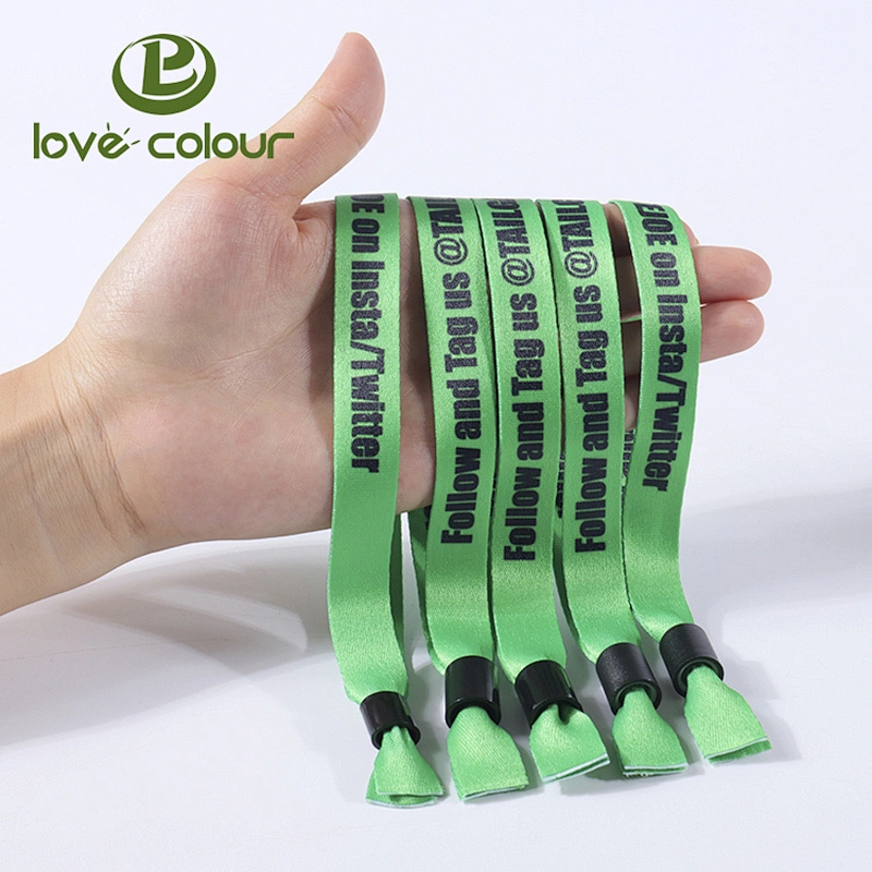 Custom Colorful Fabric Festival Party Slide Lock Cloth Textile Wristband