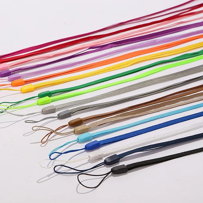 Wholesale promotion polyester short cell phone lanyard string
