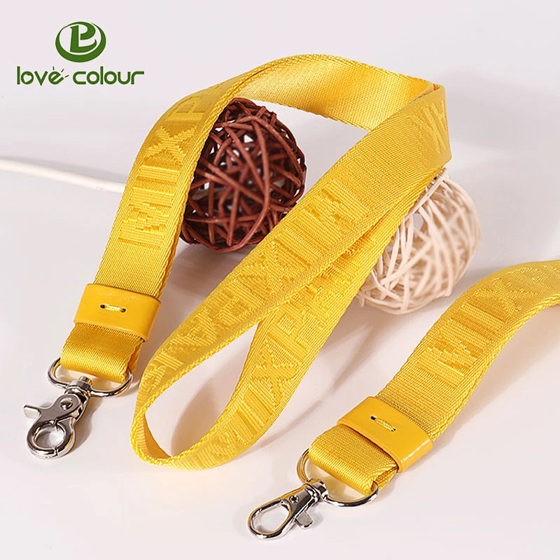 Yellow Color Strong Nylon Material Thick Lanyard Strap Belt With Custom Logo