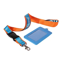 Promotional Customized Exhibition Plastic badge holders satin lanyard