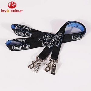 Custom woven logo polyester lanyards strap for card holder with metal clip