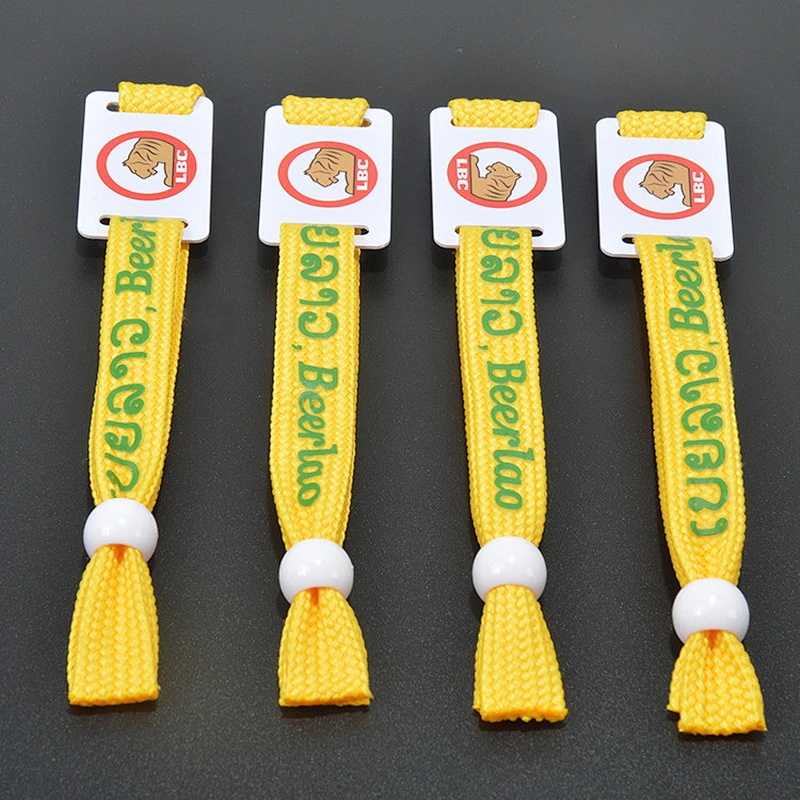 Polyester custom your logo elastic fabric tube wristband