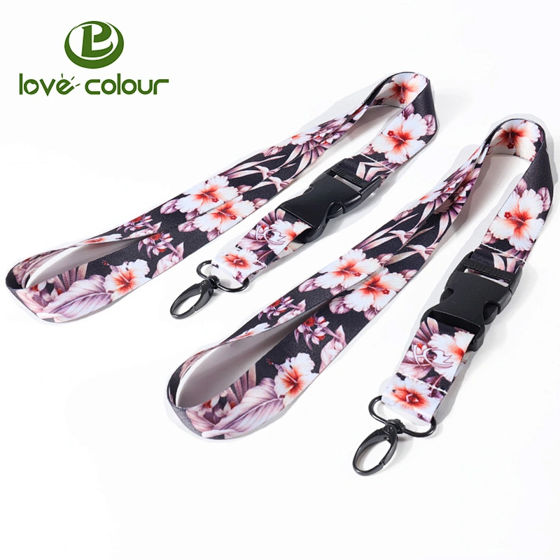 Guangzhou factory custom polyester breakaway buckle key lanyard