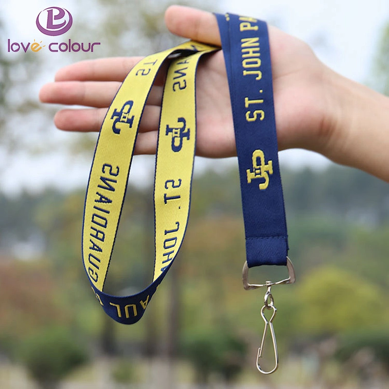 3/4 Inch Polyester Custom Keychain Woven Lanyards Strap with Lobster Claw
