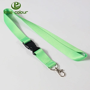 Custom bright solid color polyester lanyard neck ribbon with breakaway buckle
