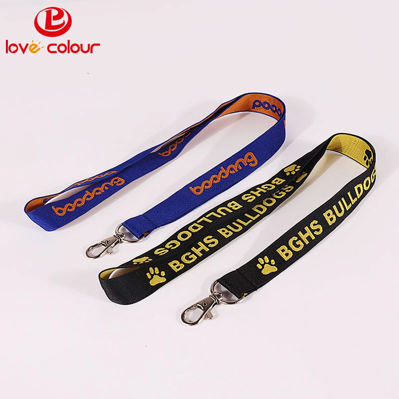 Custom polyester woven lanyard strap with embroidery logo