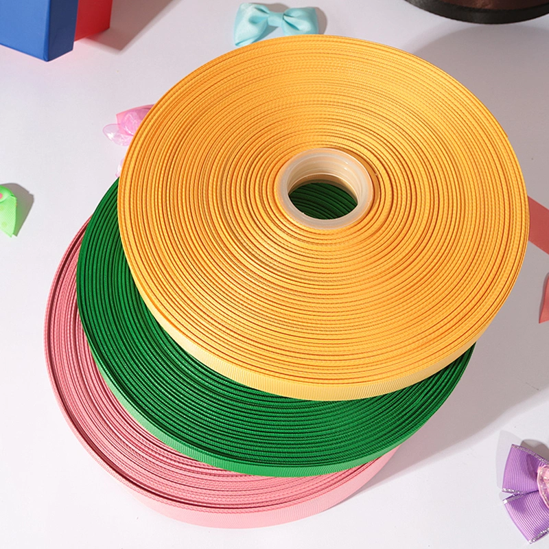 High quality yellow polyester satin ribbon with printing  logo