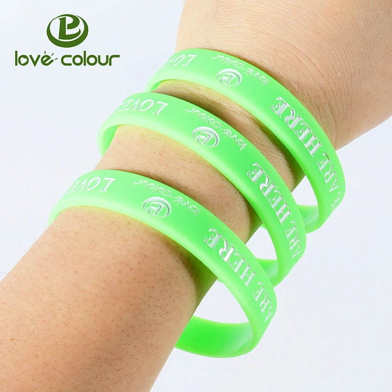 Oem custom promotion debossed printing silicone bracelet