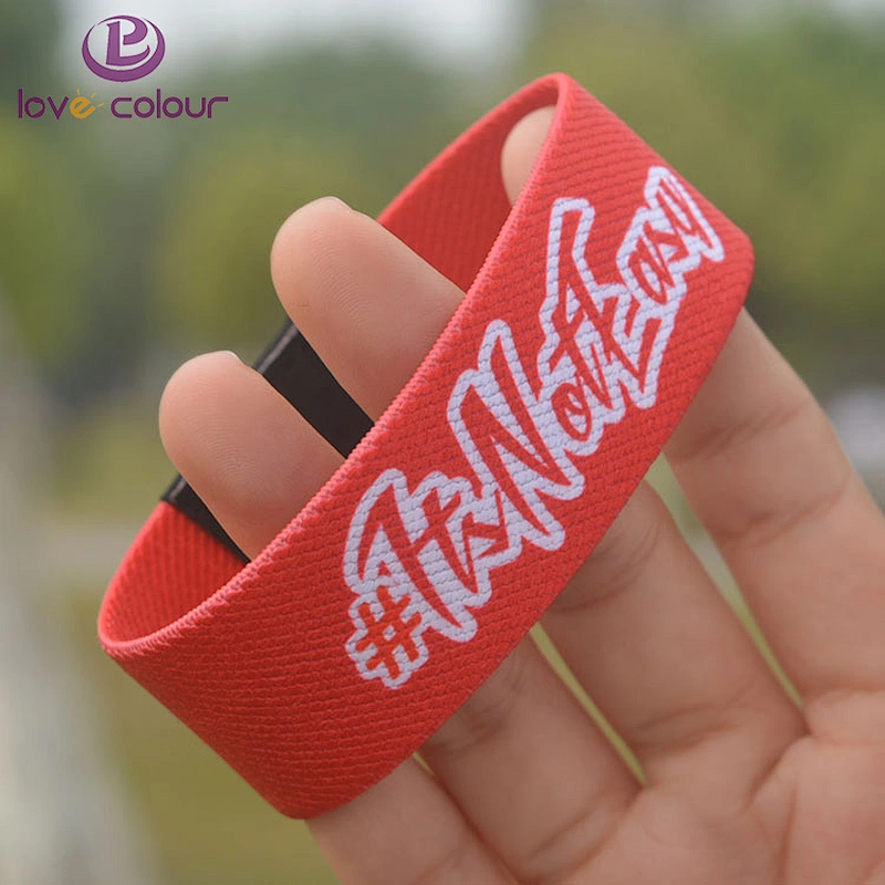 Custom Festival Polyester Textile Fabric Elastic Wristbands/ Bracelet