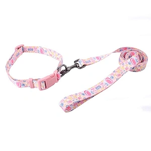 Factory wholesale classic wear soft polyester sublimation dog leash and collar