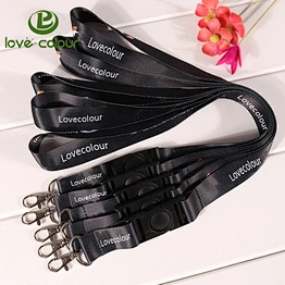 Custom logo Pretty and comfortable polyester printing black lanyard