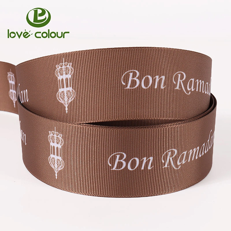 Custom polyester 100% purple grosgrain ribbon for packing decoration