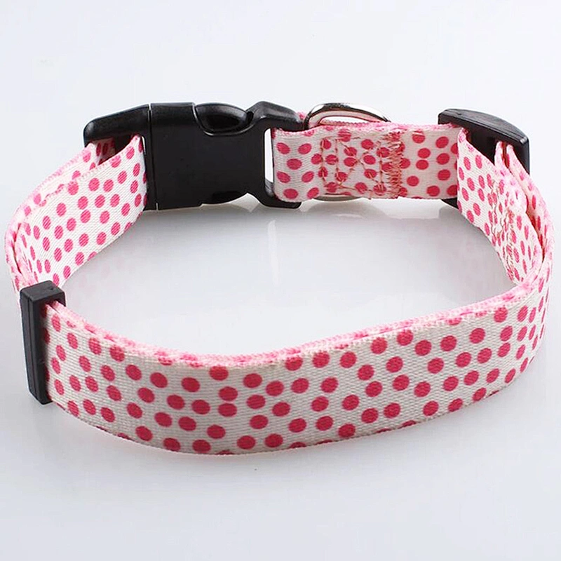 High Quality Polyester Dog Collar Customized  Print Pattern with Adjustable Plastic Buckle