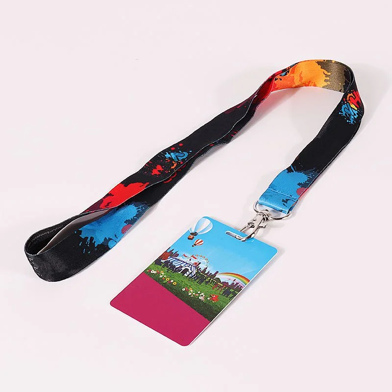 Polyester Sublimation Heat Transfer Printing Neck Keychain ID Card Badge Holder Custom Lanyard Strap