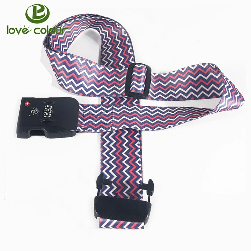 Factory custom travel tsa lock heat transfer printing luggage strap belt