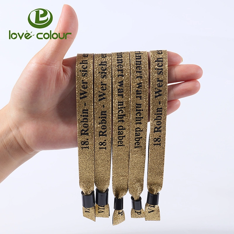 Factory cheap price custom fabric glitter cloth gold color wristbands