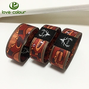 Custom polyester printing elastic wristband with fabric label