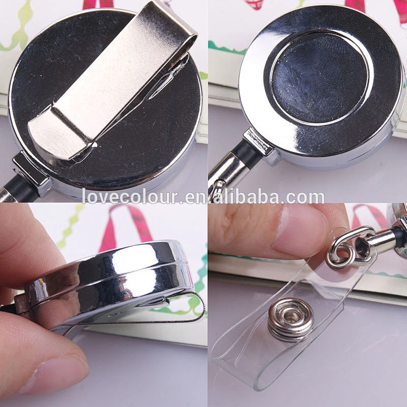 Custom mini cute magnetic metal retractable reel badge holders