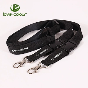 Custom Black SilkScreen Printing Lanyard Strap (with id card,cell phone holder,pen holder)