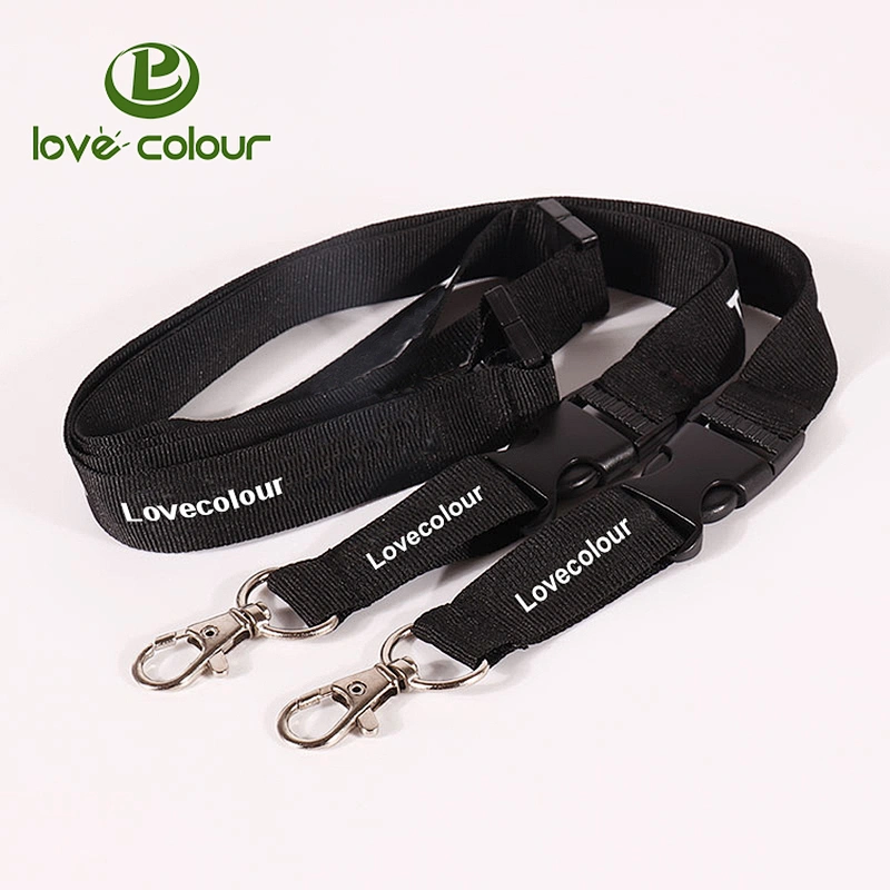 Custom Black SilkScreen Printing Lanyard Strap (with id card,cell phone holder,pen holder)
