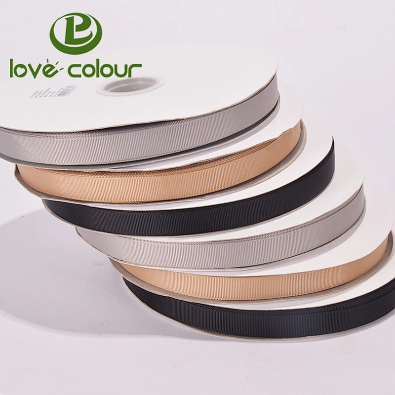 Custom Logo Polyester Grosgrain Webbing Ribbon For Packing Solid Color