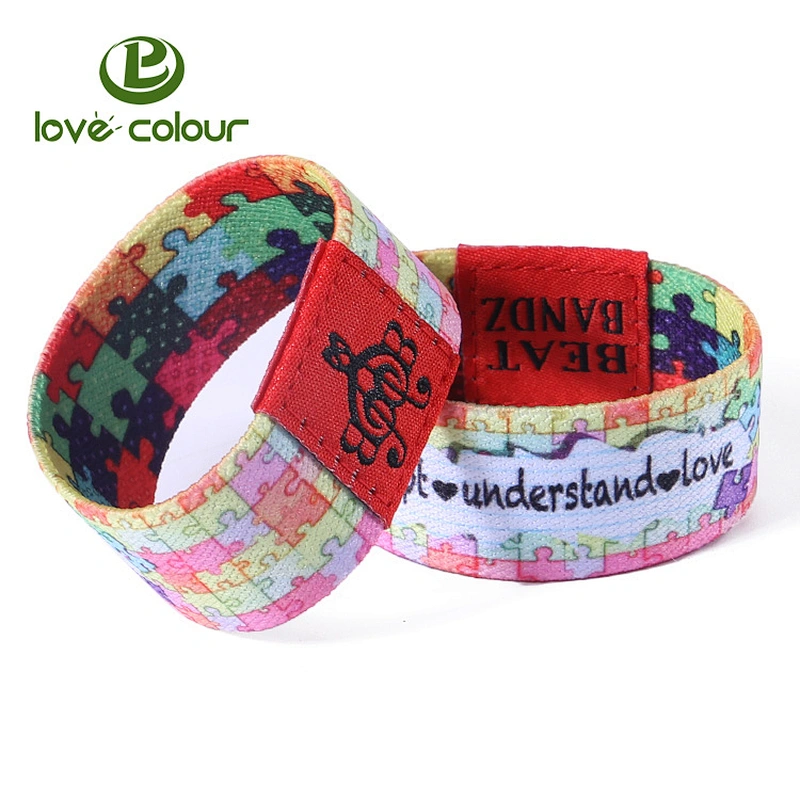 Custom polyester stretch adjustable elastic nfc wristband strap