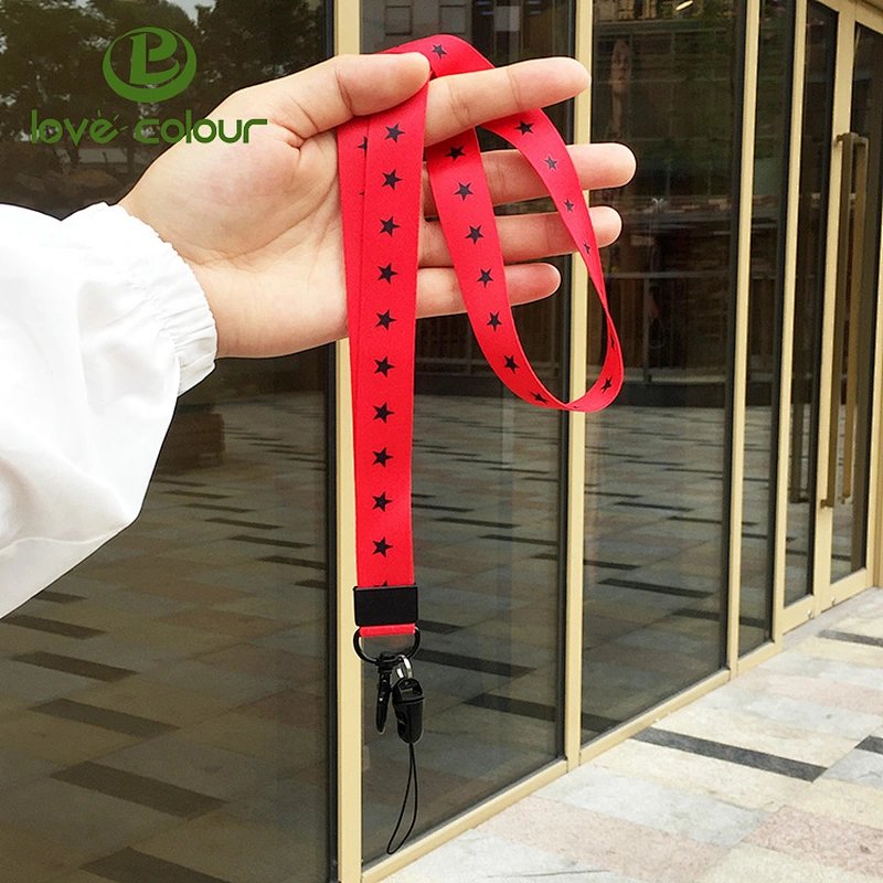 Custom red color easy carrying phone lanyard with mobile rope