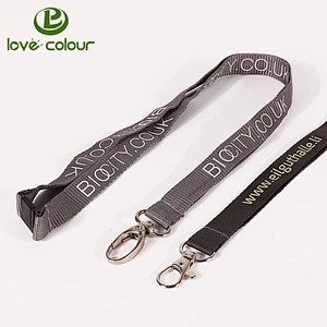 Custom Grey Polyester Lanyard Strap With Metal Clip For Card Holder