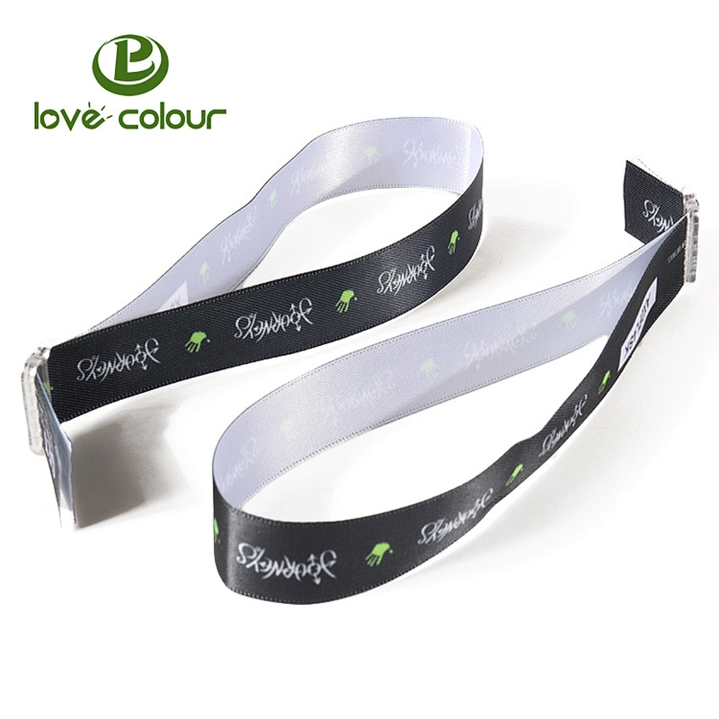 Custom fabric satin wristband with adjustable plastic buckle