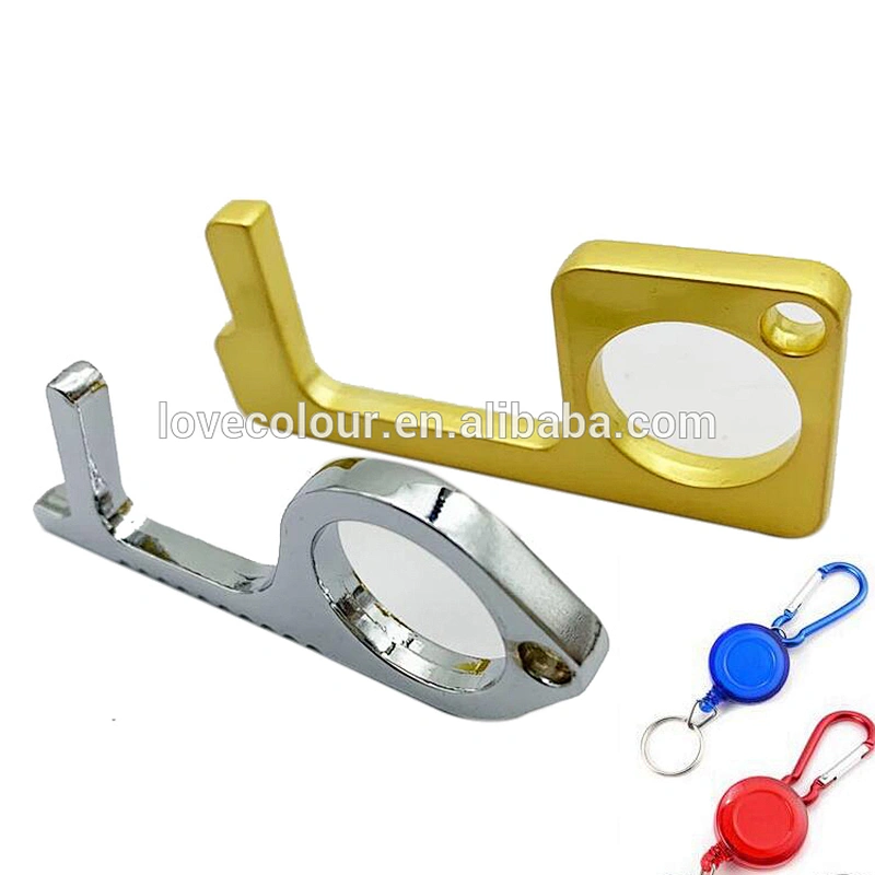 Wholesale edc hygiene hand touch tool brass key no touch door opener keychain